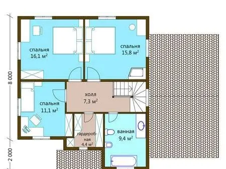 Планировка Двухэтажный дом 159 м²