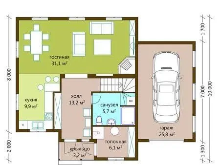 Планировка Двухэтажный дом 159 м²