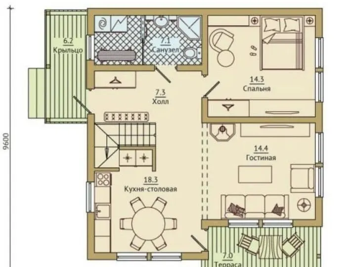 Планировка Двухэтажный дом 137 м²
