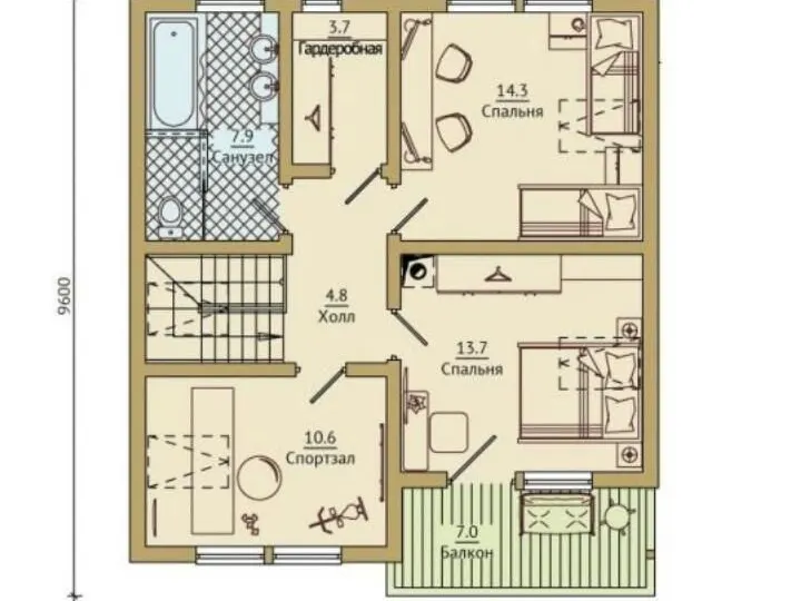 Планировка Двухэтажный дом 137 м²