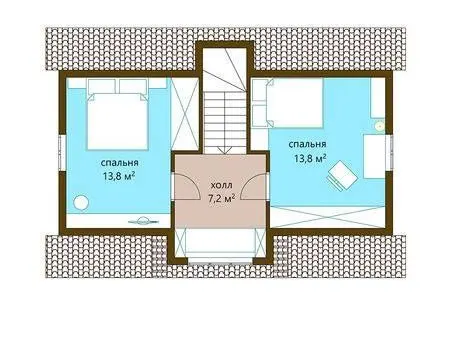 Планировка Дом с мансардой 83 м²