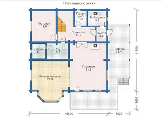 Планировка Дом с мансардой 220 м²
