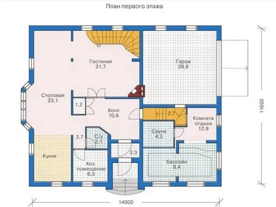 Планировка Двухэтажный дом 264 м²