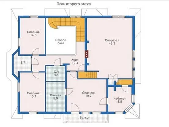Планировка Двухэтажный дом 264 м²