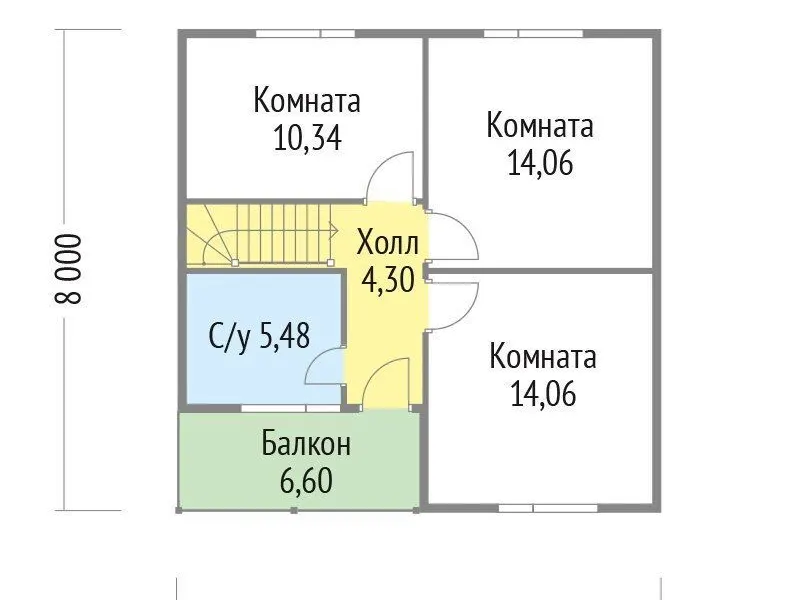 Планировка Двухэтажный дом 111 м²