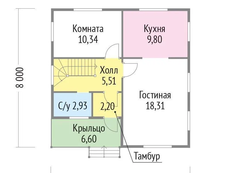 Планировка Двухэтажный дом 111 м²